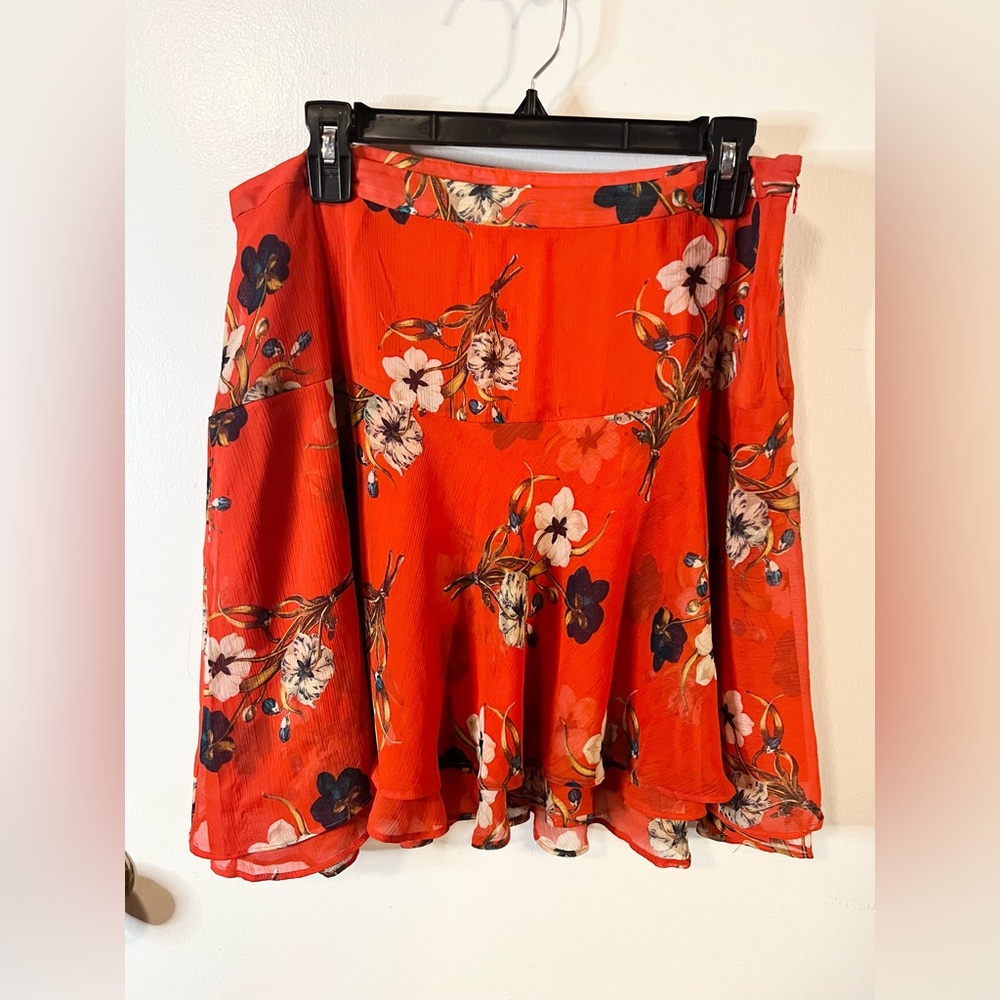 Old Navy Orange White Ruffled Skater Skirt